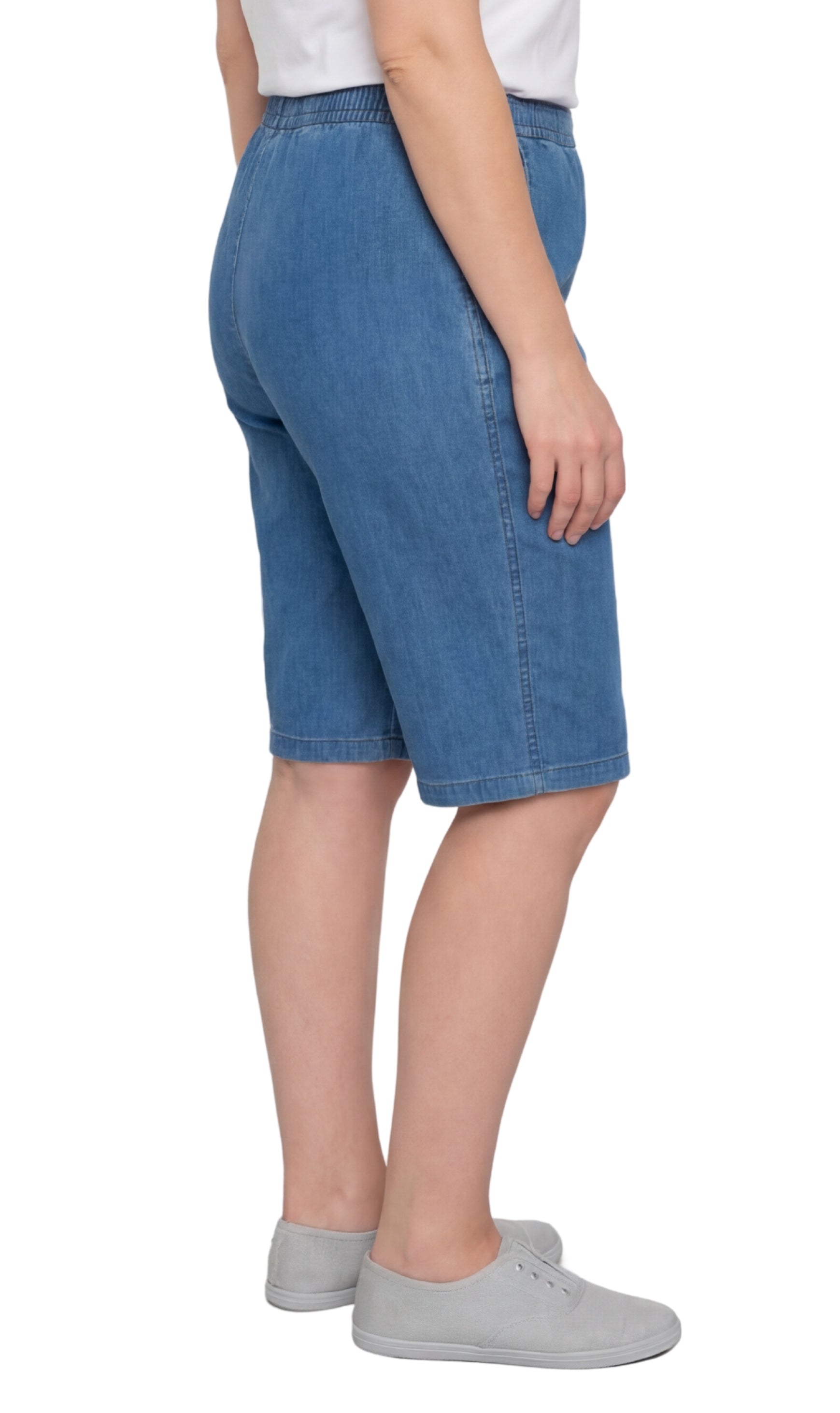 Women's Easy Pull-On Bermuda Shorts in Denim and Twill