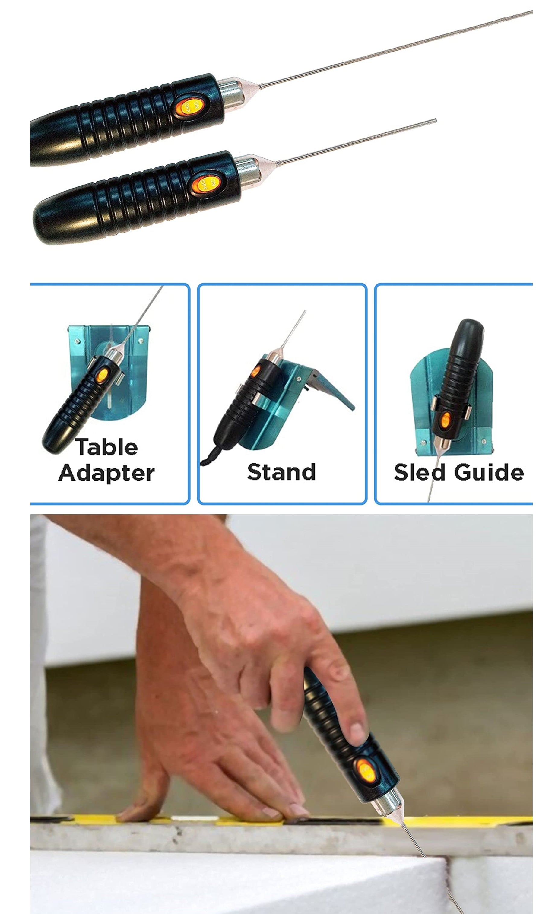 Crafters Hot Knife Set – 6″ & 9″ Rod Style Foam Cutting Tools with Sled Guide & Stand