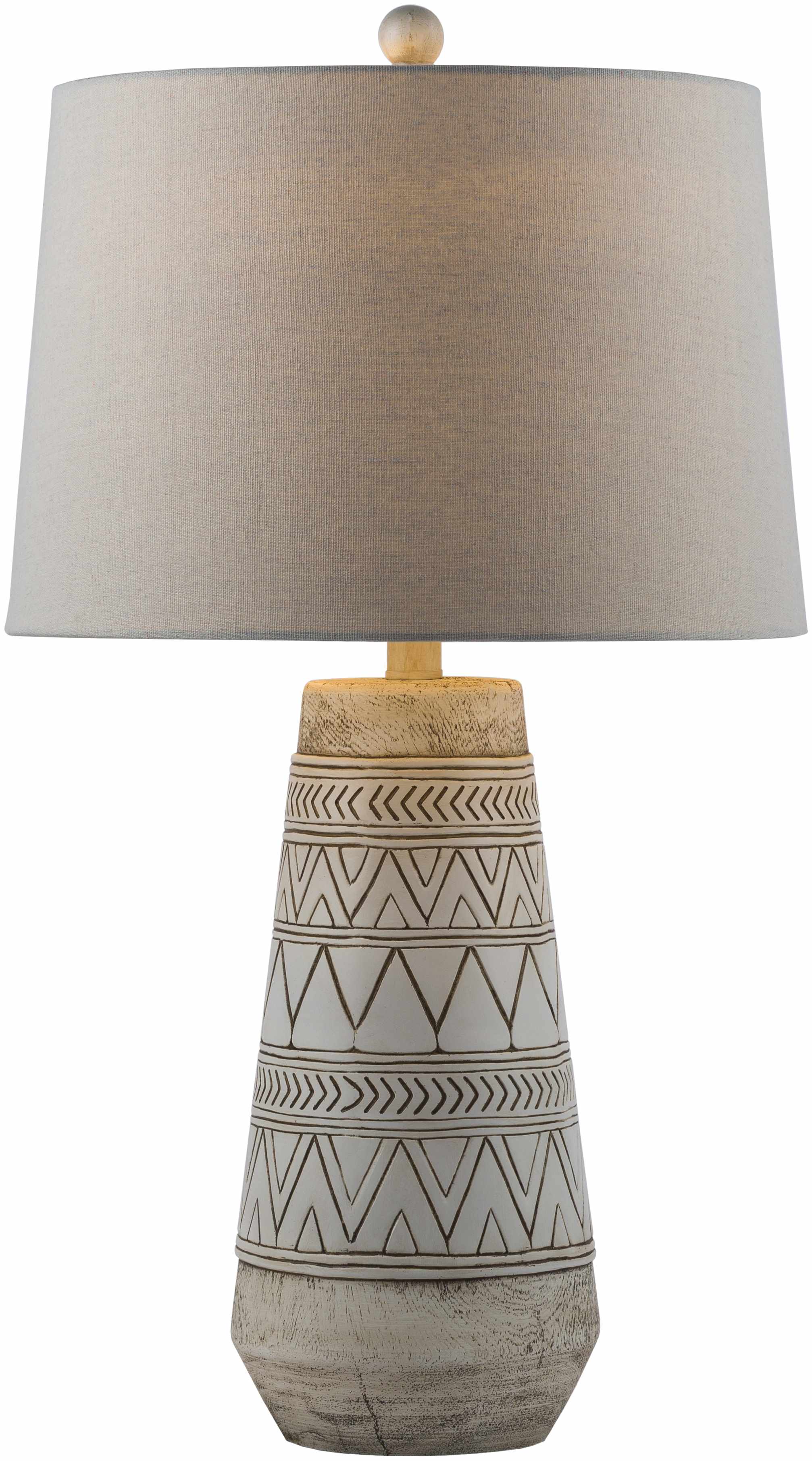 Tan and Cream Resin Lamp with White Linen Table Lamp - Clearance