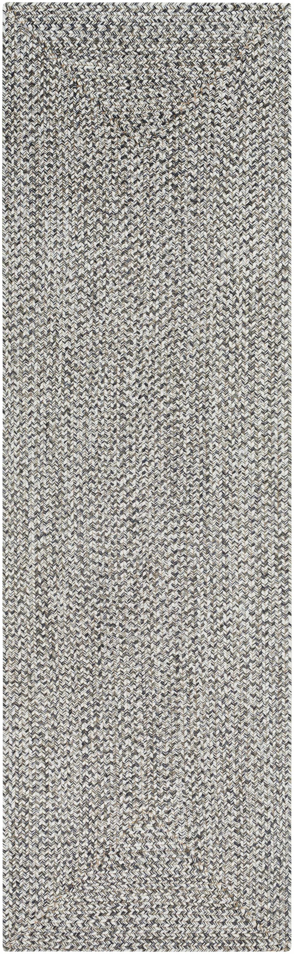 Cream Charcoal Braided Faux Jute Outdoor Rug