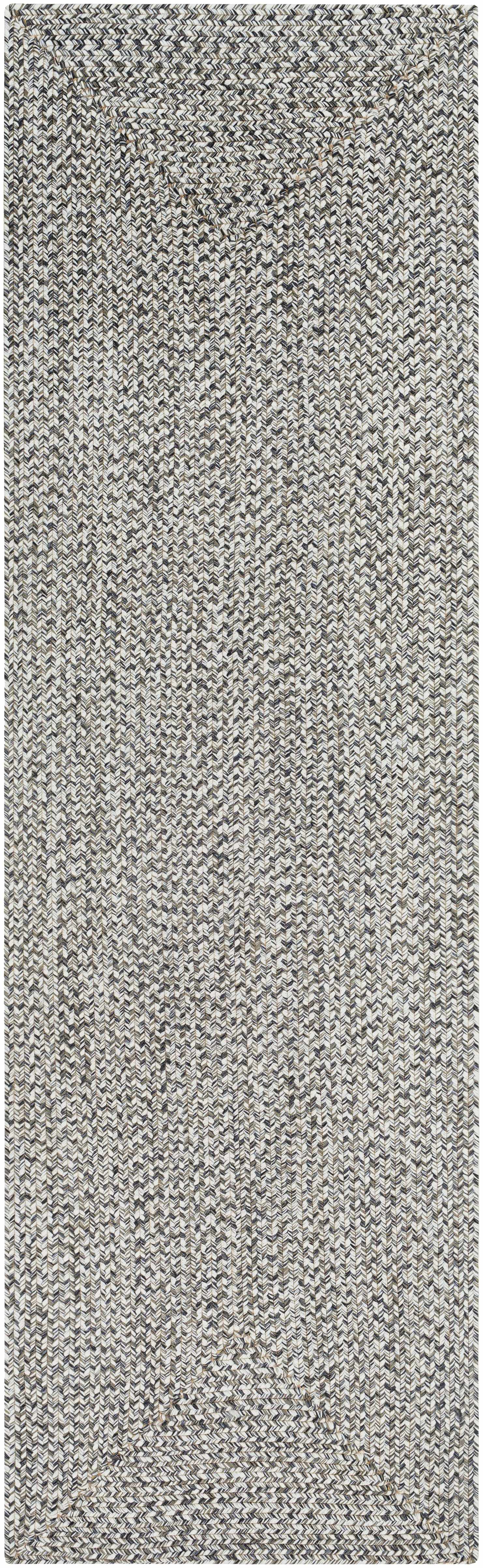 Cream Charcoal Braided Faux Jute Outdoor Rug