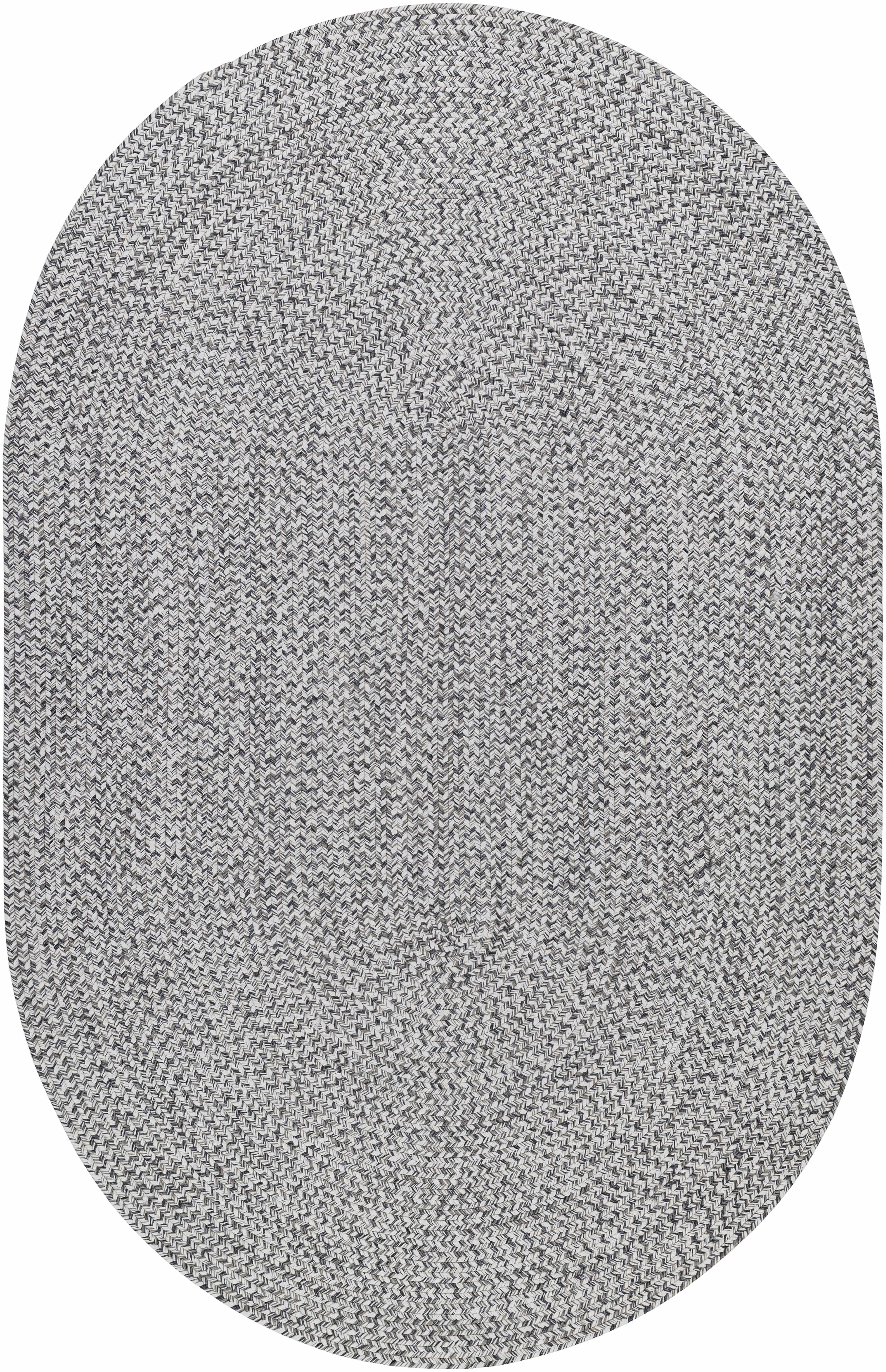 Cream Charcoal Braided Faux Jute Outdoor Rug