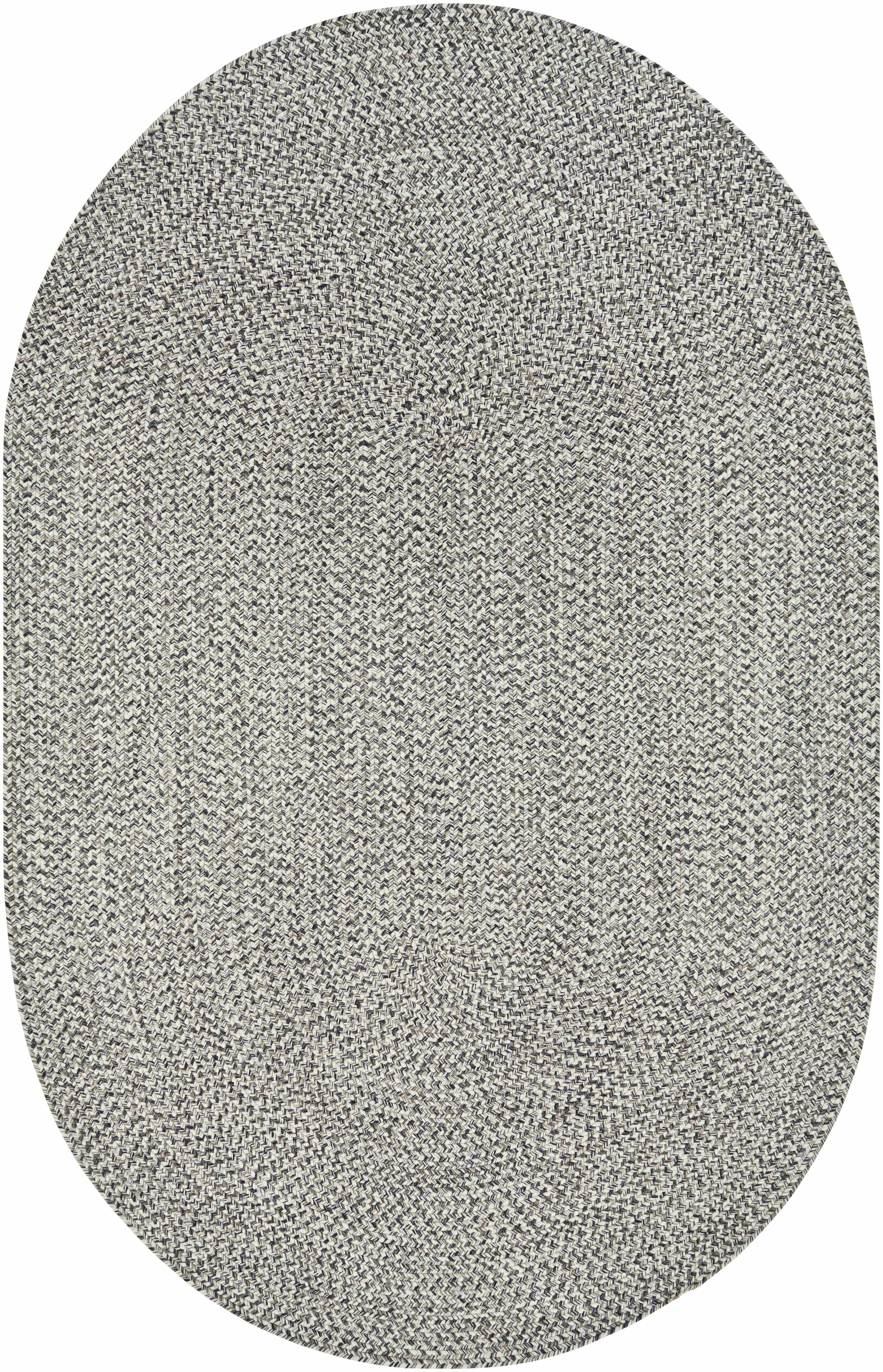 Cream Charcoal Braided Faux Jute Outdoor Rug