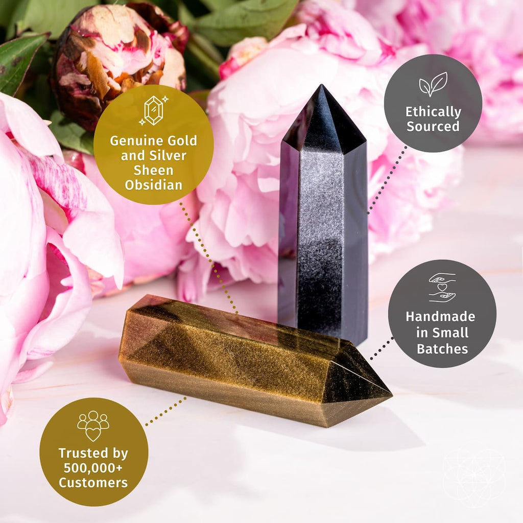 The Upper Hand – Gold & Silver Sheen Obsidian Points