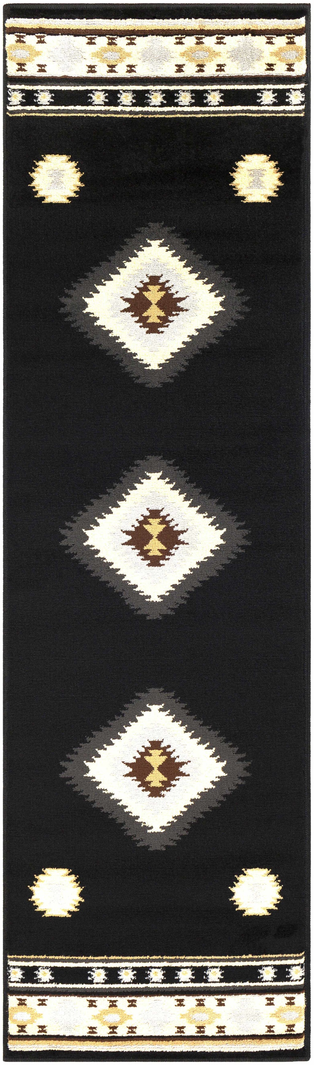 Buckhaven Black Southwestern Area Rug