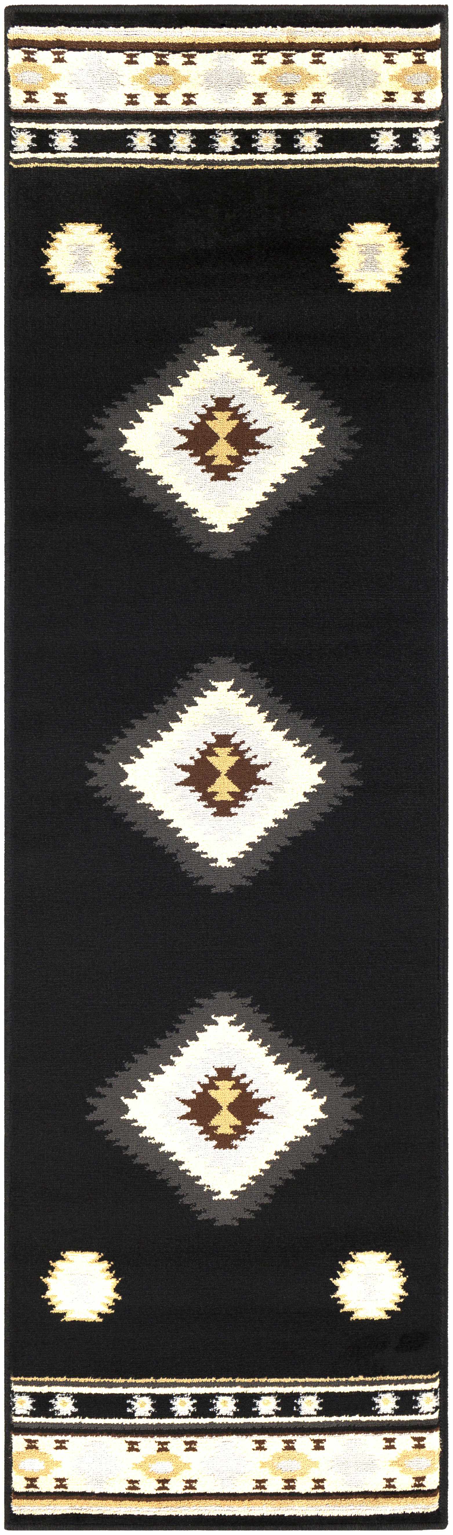 Buckhaven Black Southwestern Area Rug
