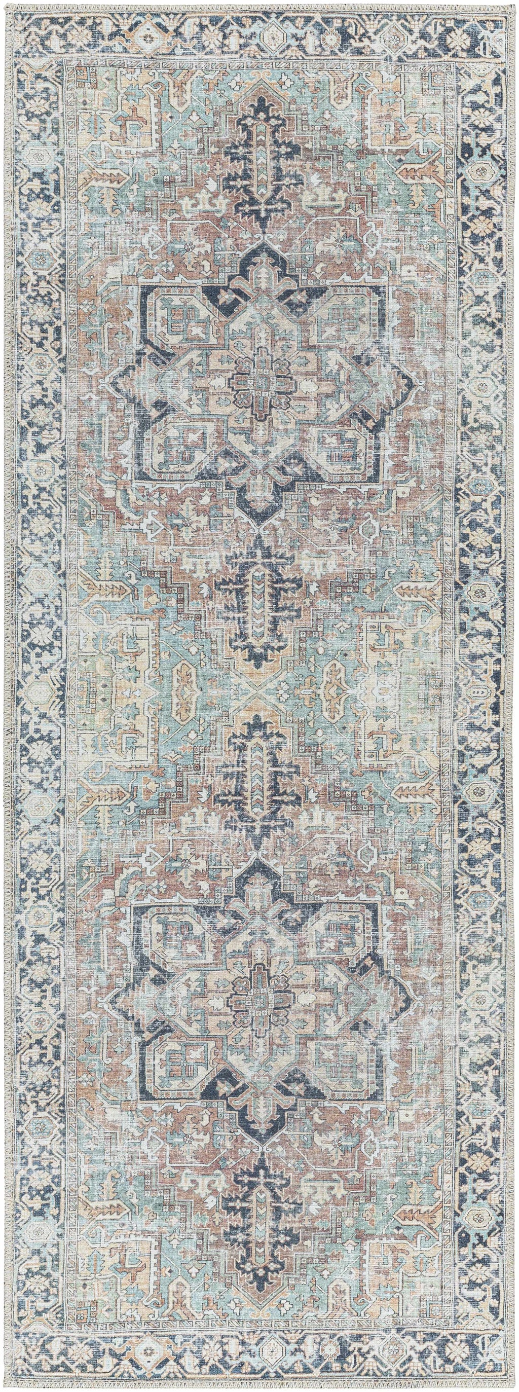 Green Nisa Tumble Dry Washable Rug