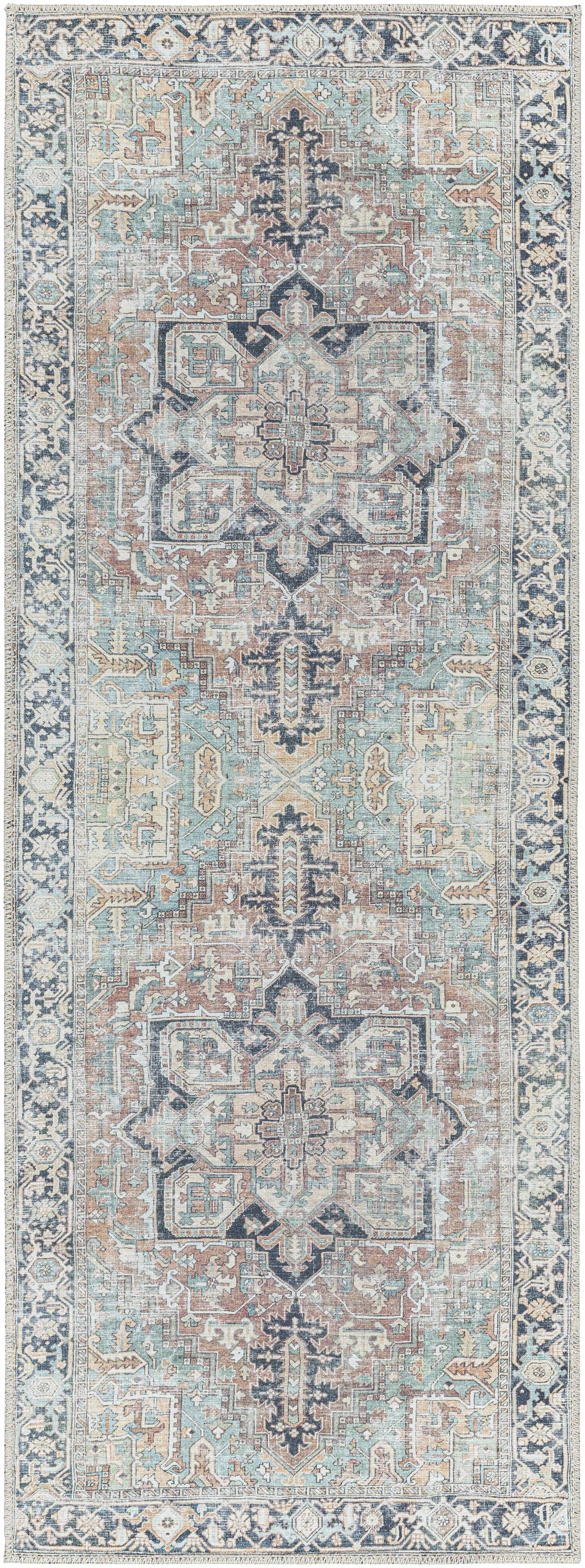 Green Nisa Tumble Dry Washable Rug