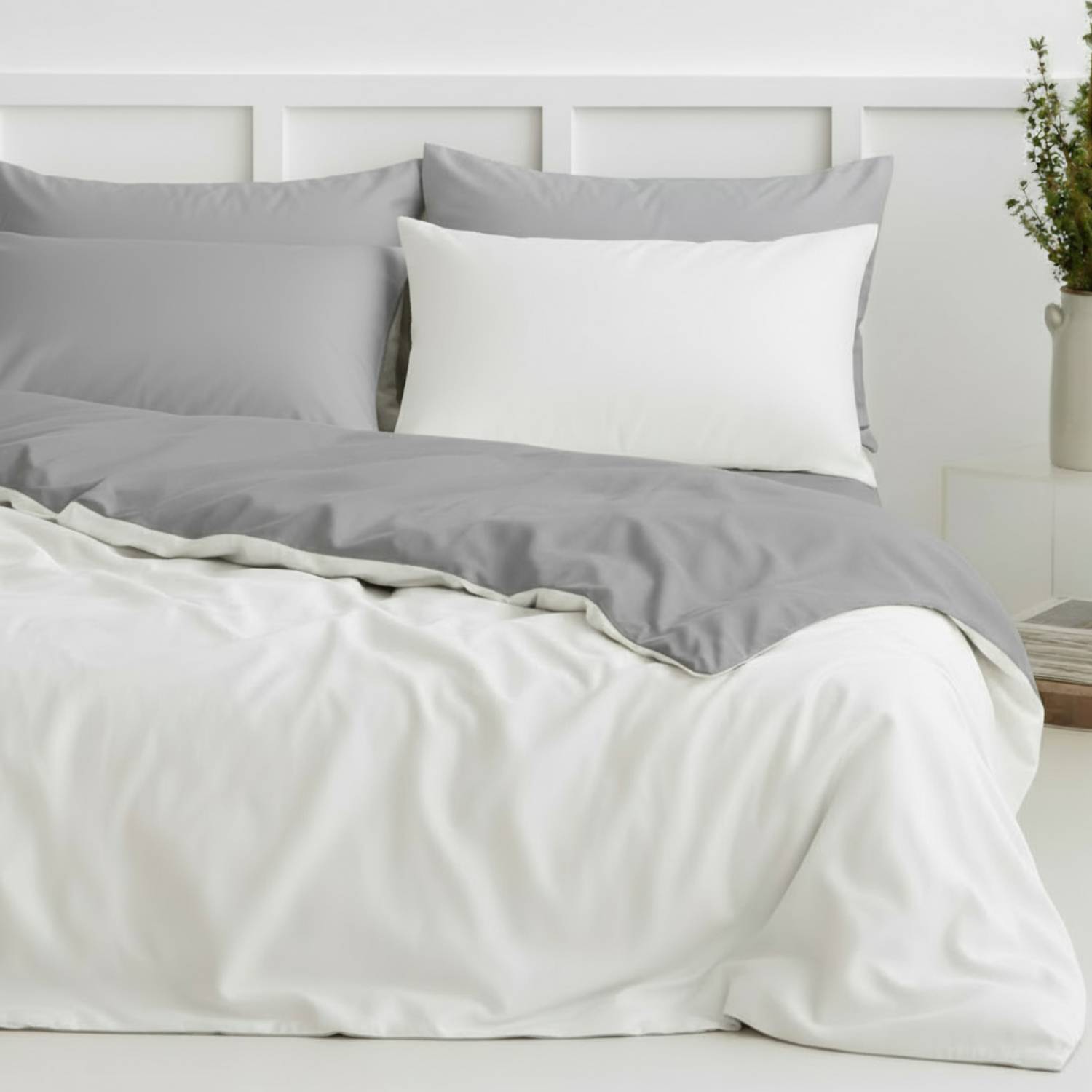 Two-Tone Bamboo Viscose Duvet Cover + 2 Shams Set