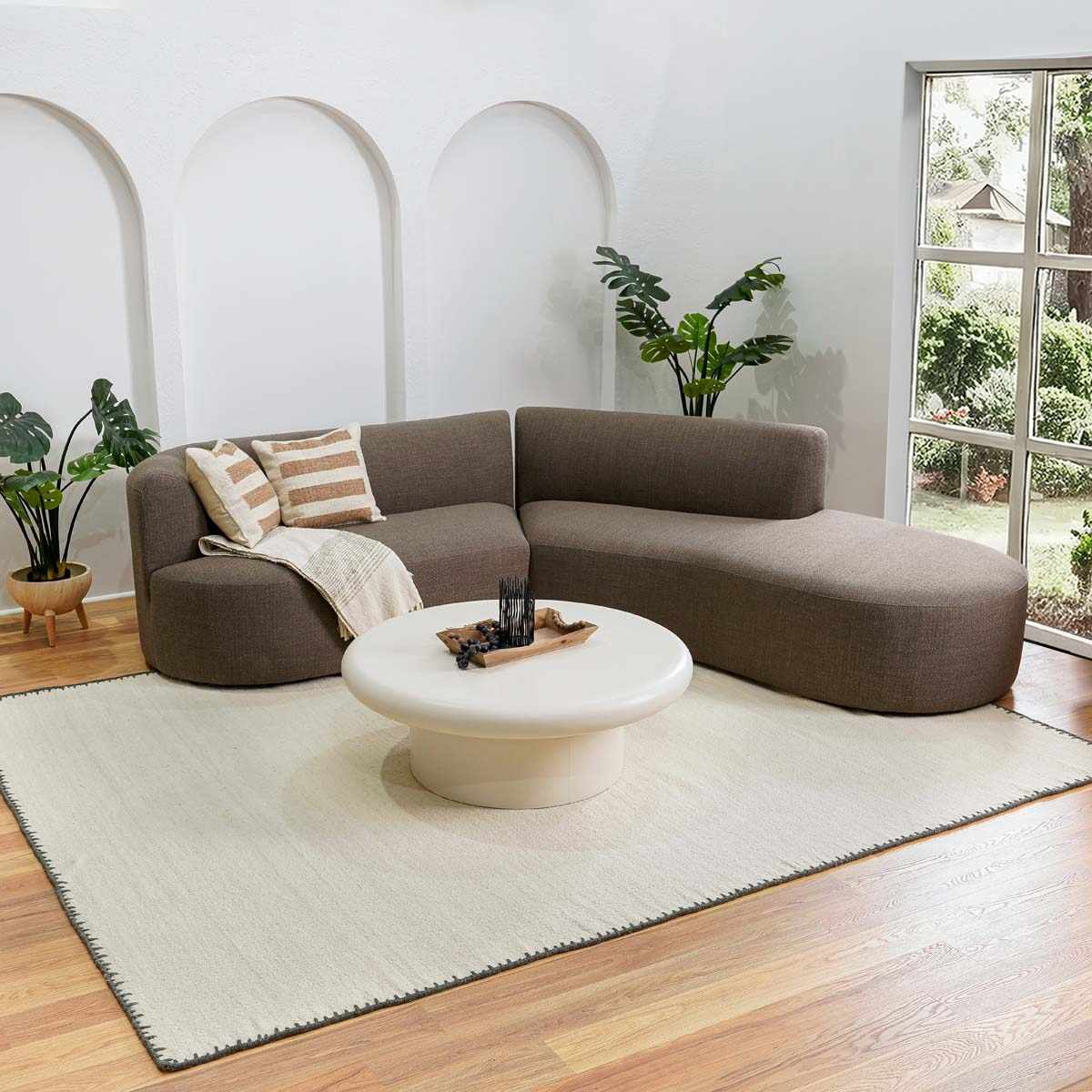 Ayumu Off White Hand Woven Wool Area Rug - Clearance