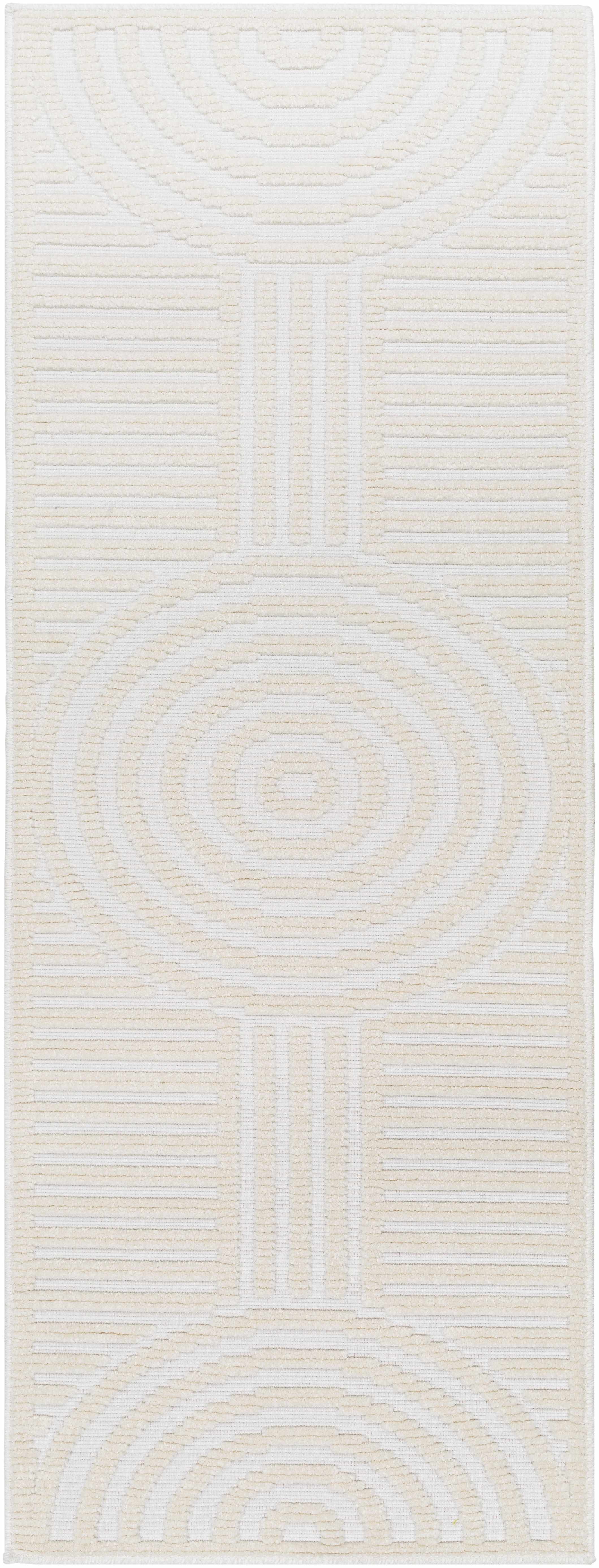 Deron White Washable 3D Rug