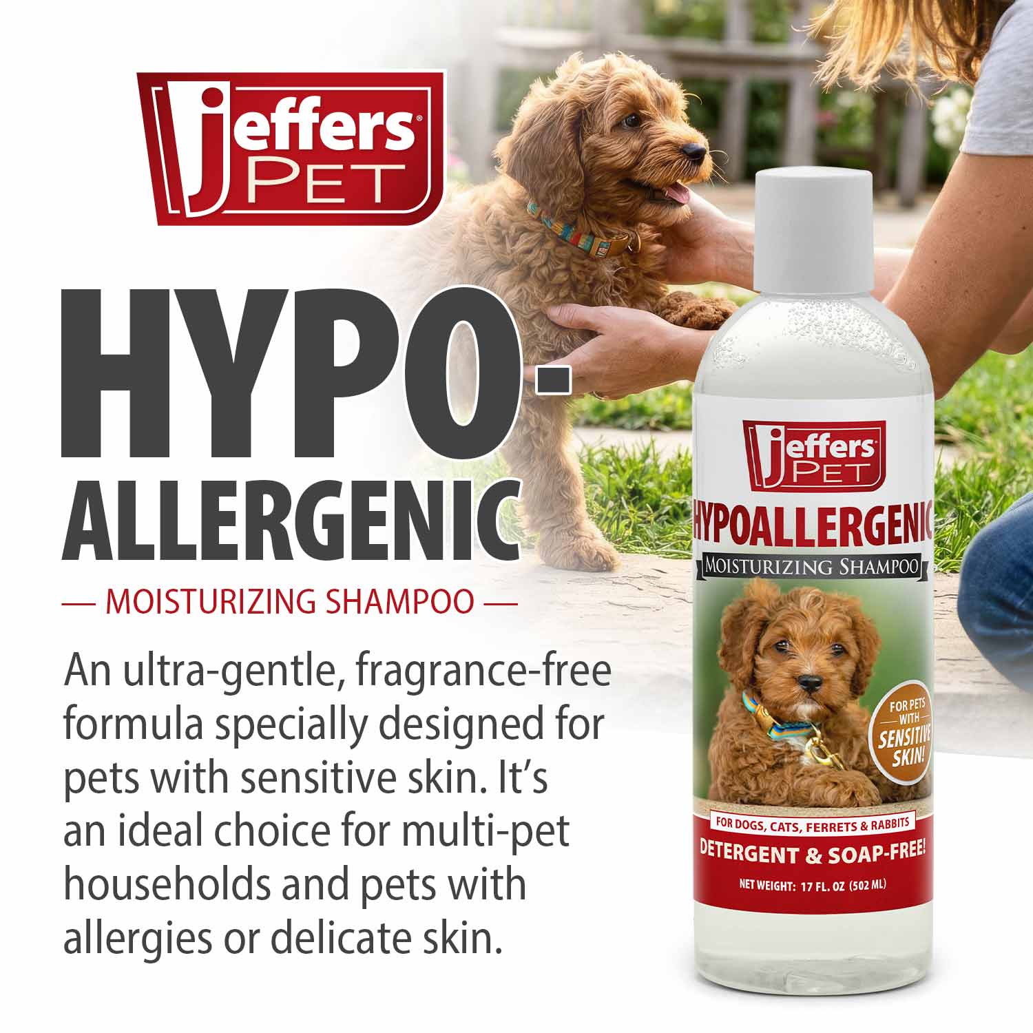 Jeffers Hypoallergenic Moisturizing Pet Shampoo for Sensitive Skin