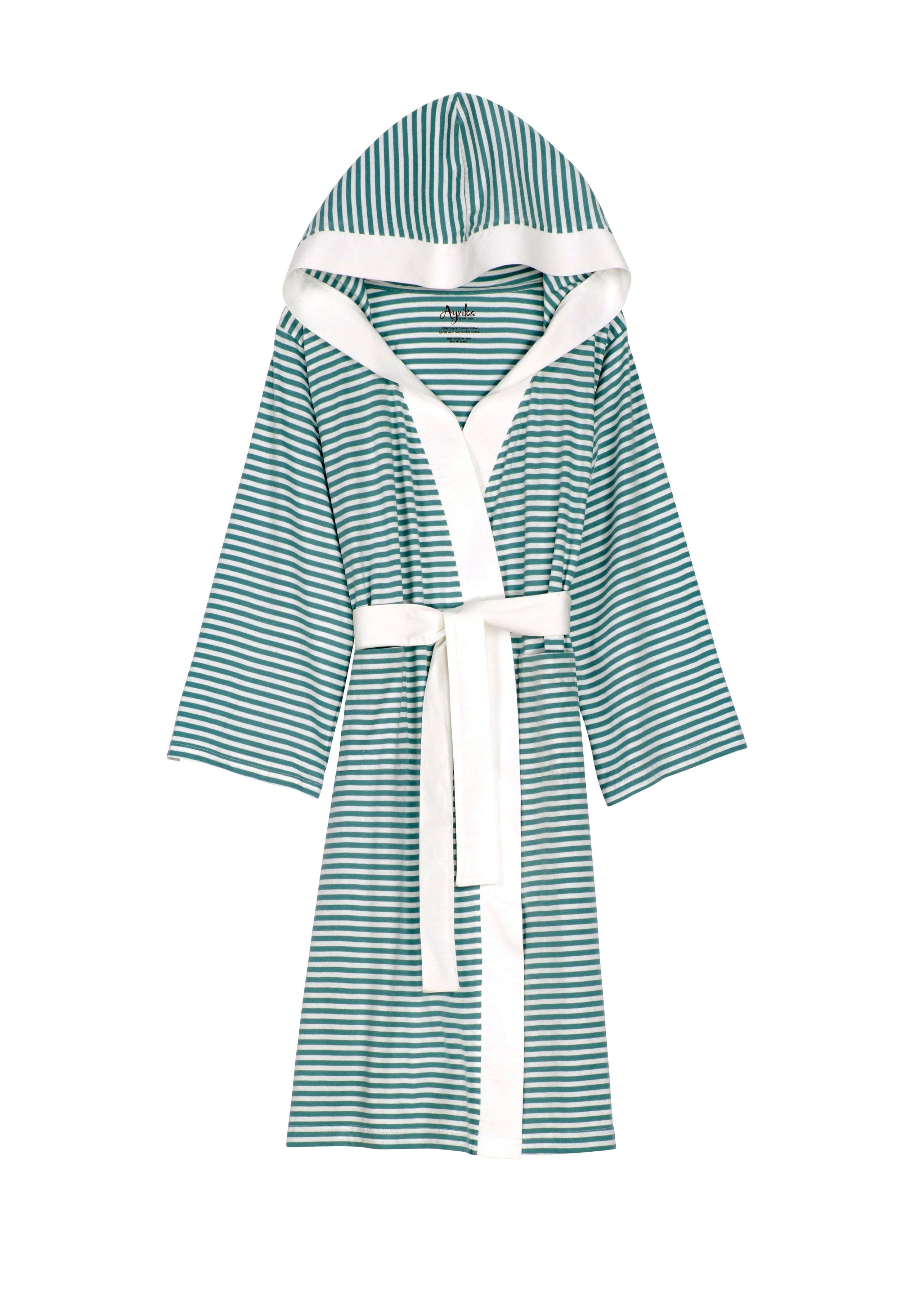 Seaside Serenity Stripe Organic Hooded Short Robe