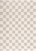 Atira Light Brown Checkered Area Rug