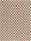 Lajos Brown Checkered Shag Rug - Clearance