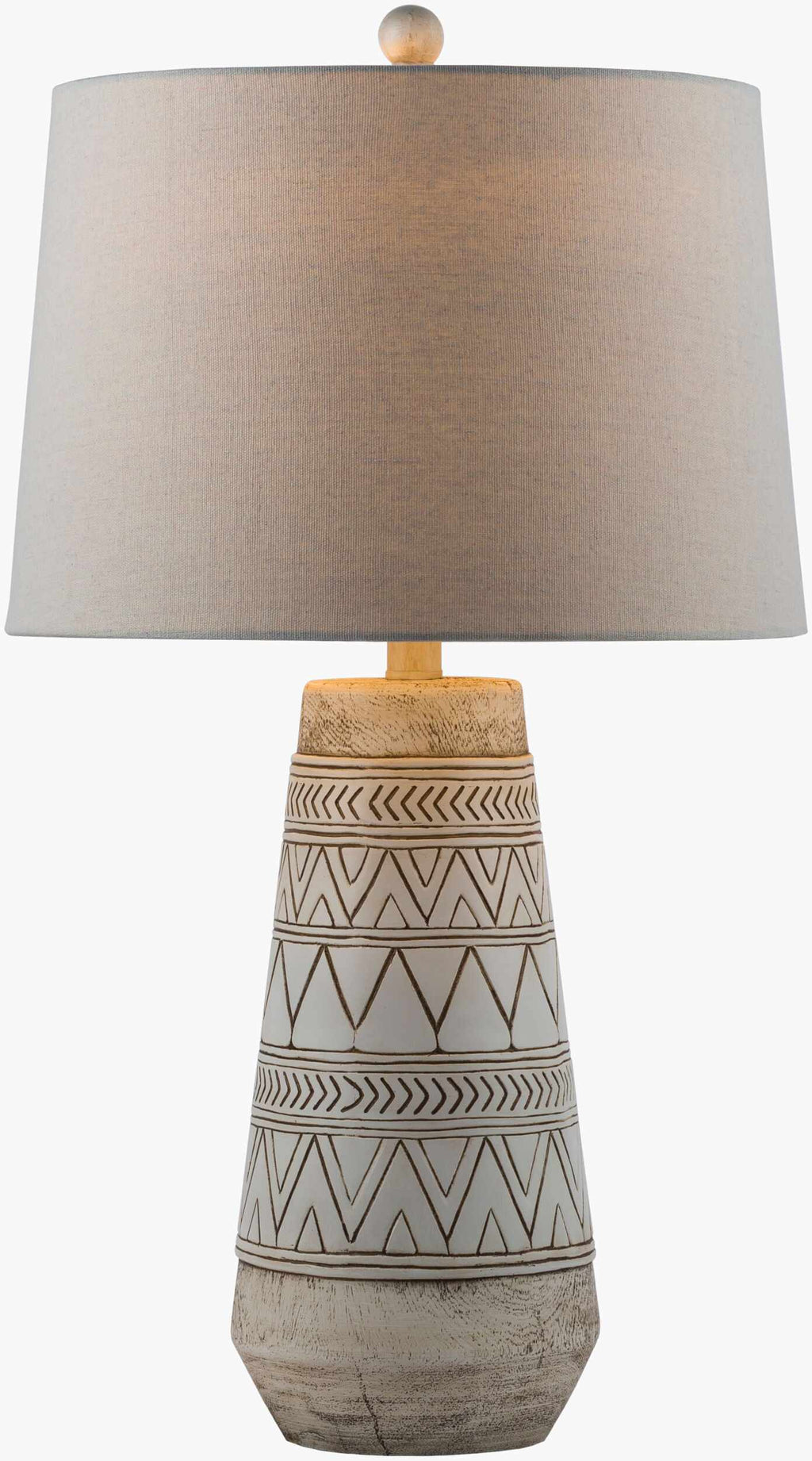 Tan and Cream Resin Lamp with White Linen Table Lamp - Clearance