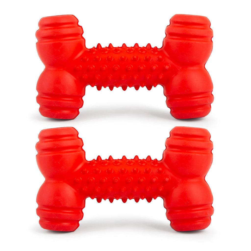 Jeffers Red Dental Bone Natural Rubber Dog Chew Toy for Healthy Teeth and Gums