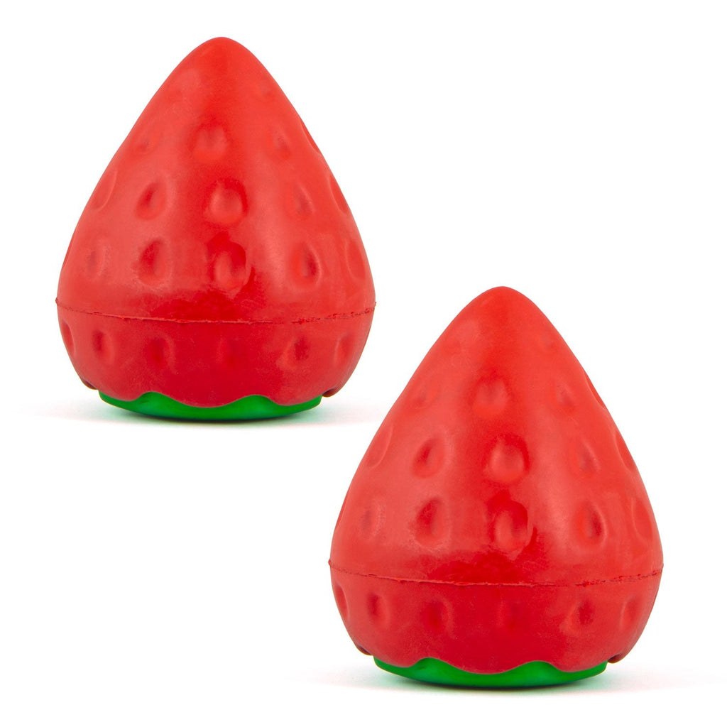 Jeffers Squeaky Strawberry Natural Rubber Dog Dental Chew Toy with Squeaker & Vanilla Scent for Medium Chewers