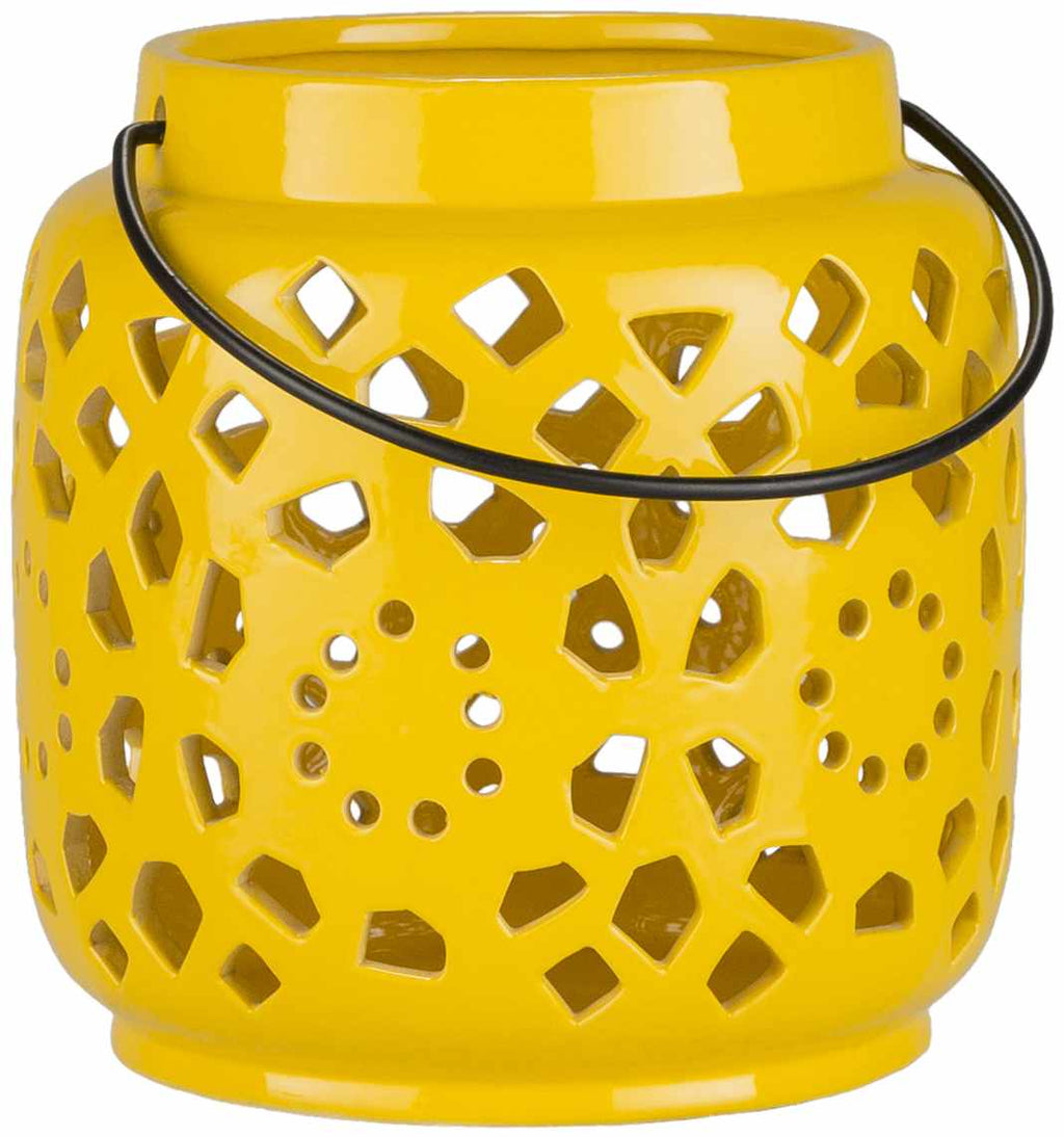 Jeiseyville Yellow Geometric Outdoor Ceramic Lantern