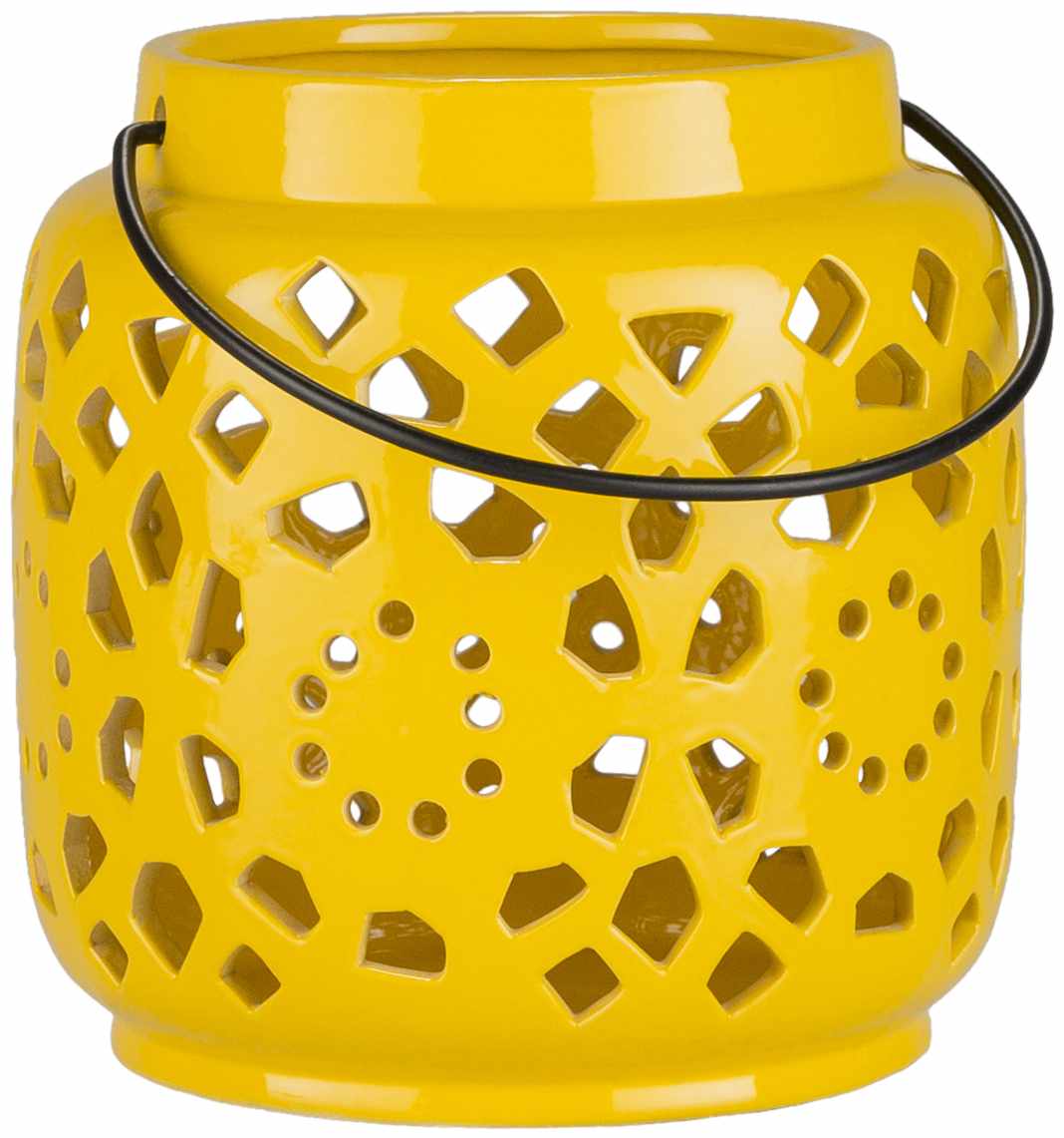 Jeiseyville Yellow Geometric Outdoor Ceramic Lantern