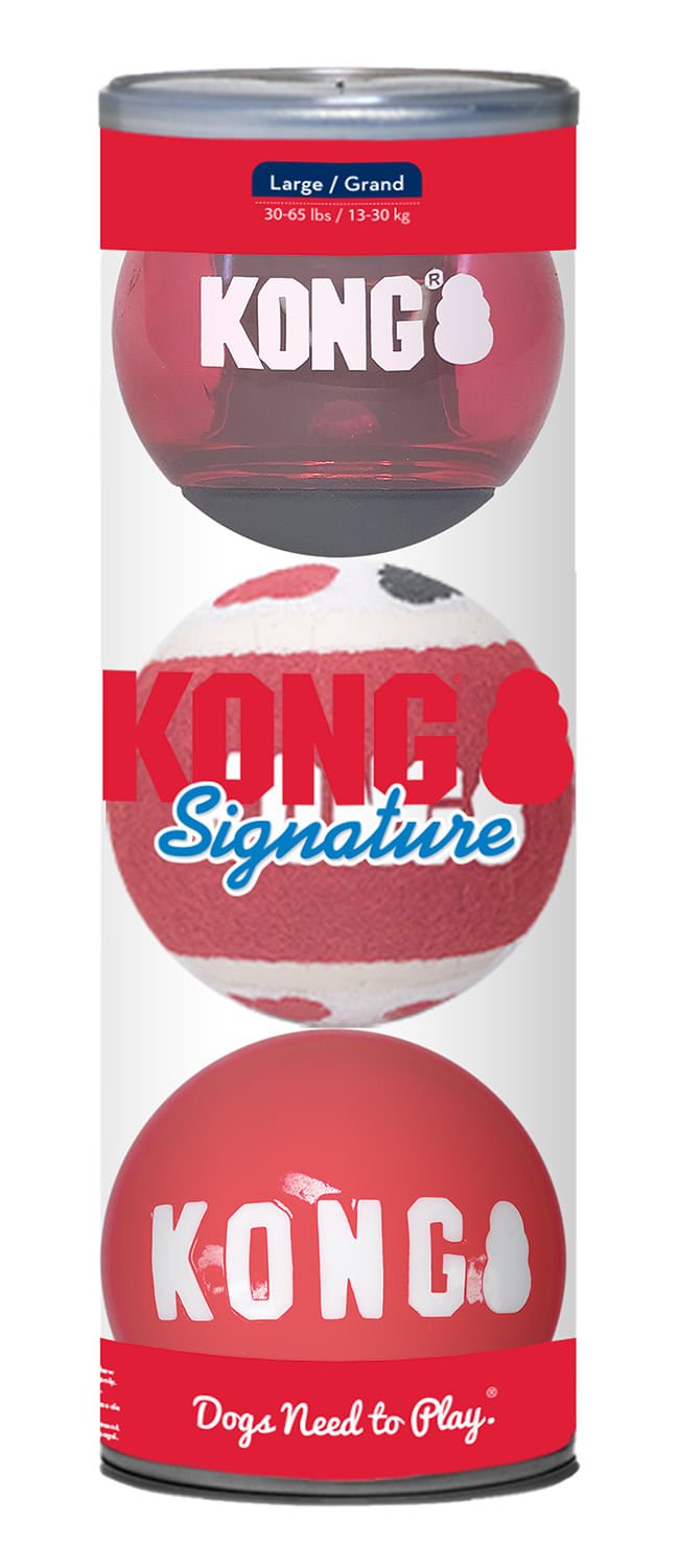 KONG Signature Fetch Dog Toy Balls, Multi-Pack