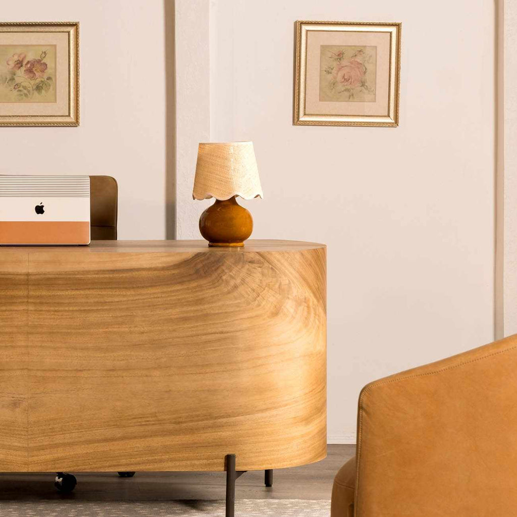 Wokila Tan Solid Ceramic Table Lamp