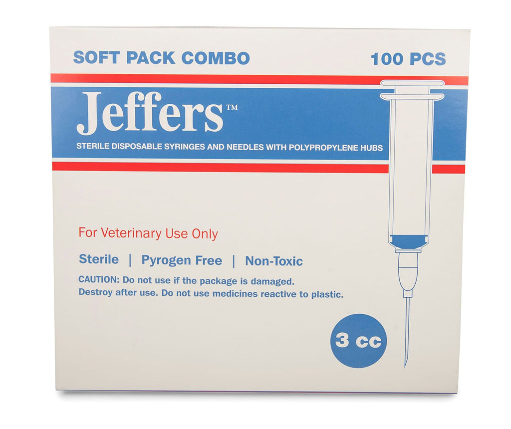 Jeffers Luer Lock Syringe/Needle Combo, Box of 100