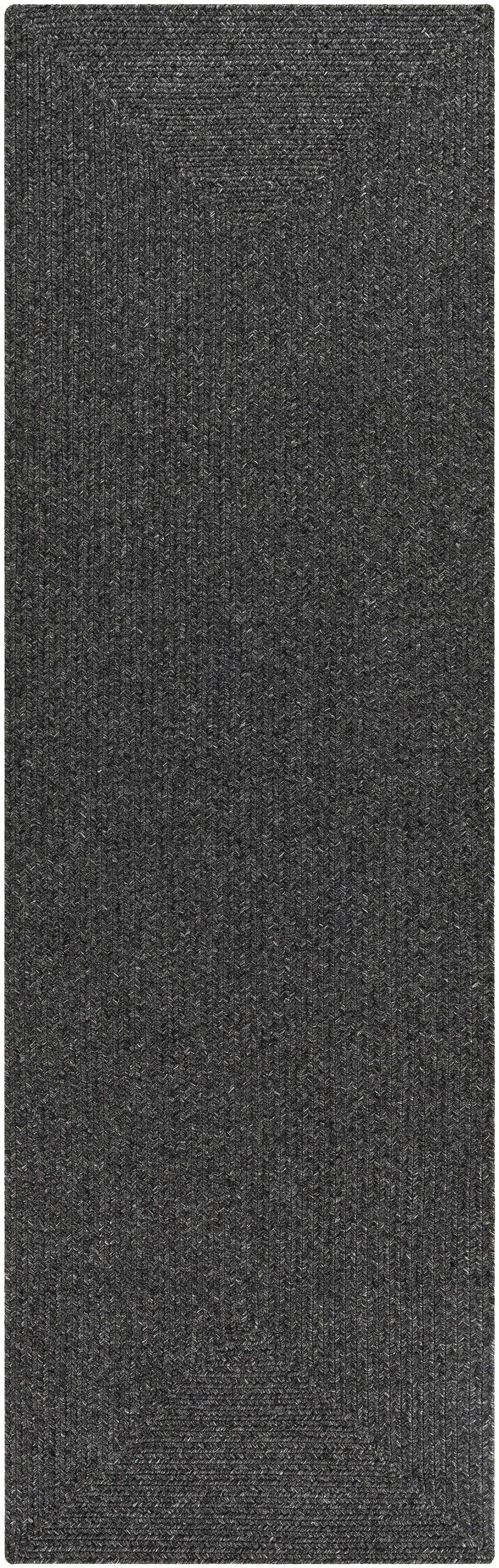 Black Braided Faux Jute Outdoor Rug