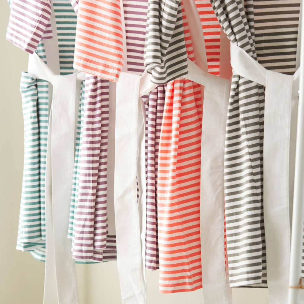 Seaside Serenity Stripe Organic Hooded Short Robe