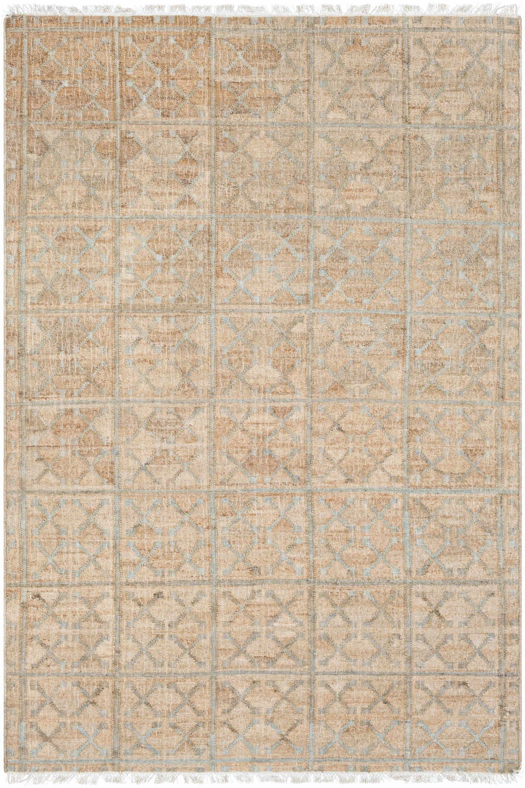 Rice Dusty Sage Fringed Jute Carpet
