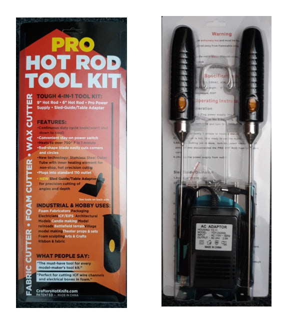 Crafters Hot Knife Set – 6″ & 9″ Rod Style Foam Cutting Tools with Sled Guide & Stand