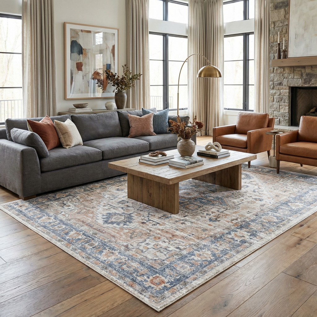 Ezri Cream Washable Area Rug