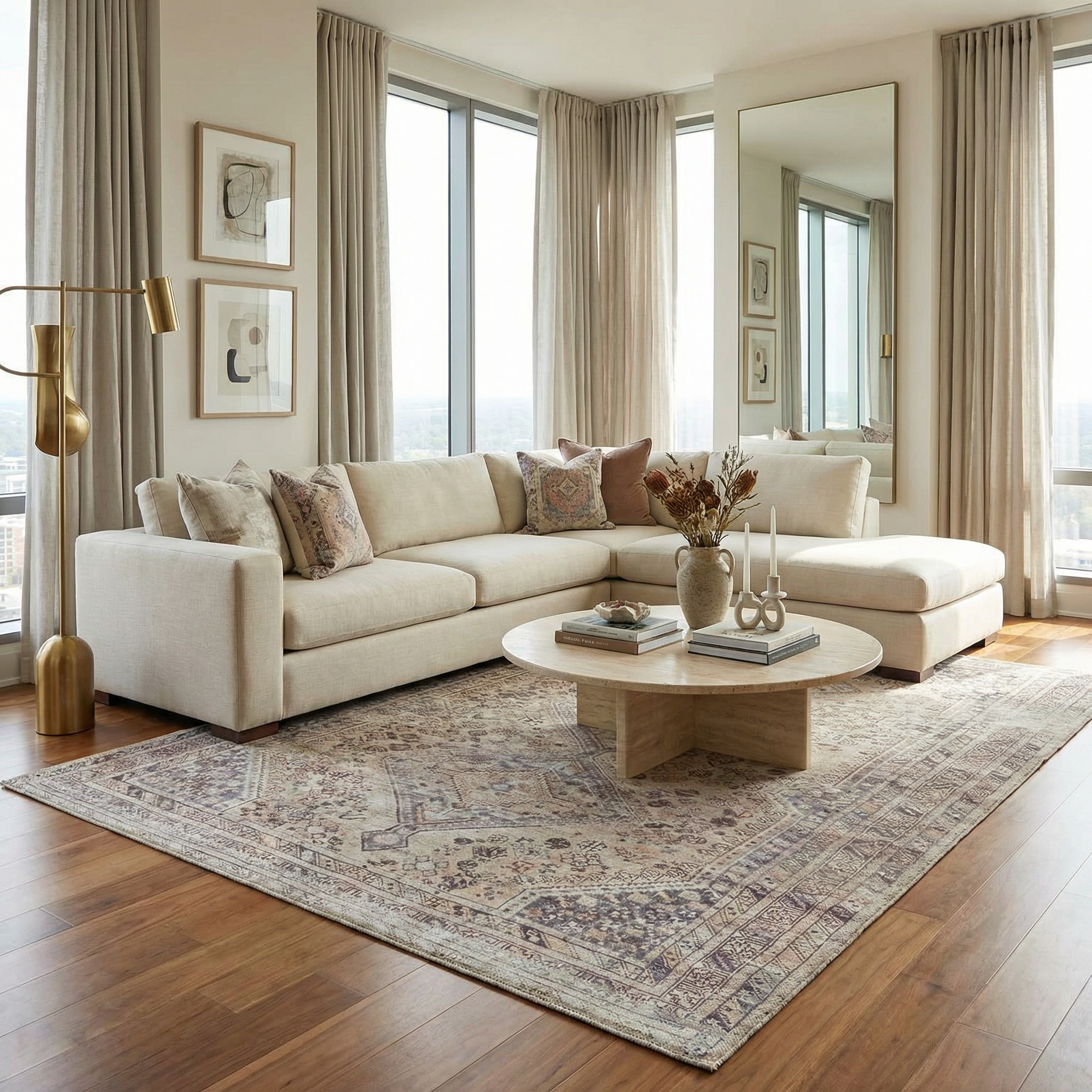Barny Tan Washable Area Rug