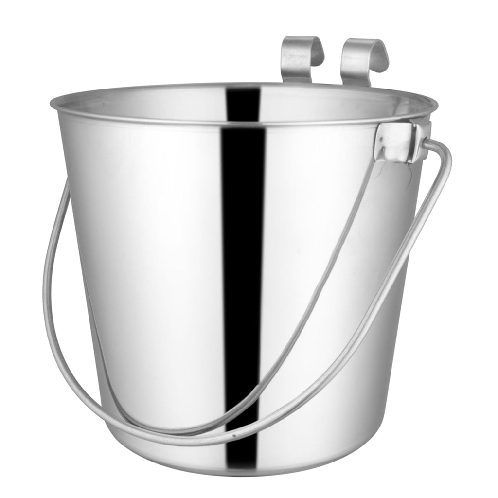 Jeffers Flat-Sided Stainless Steel Pails with Hook & Handle